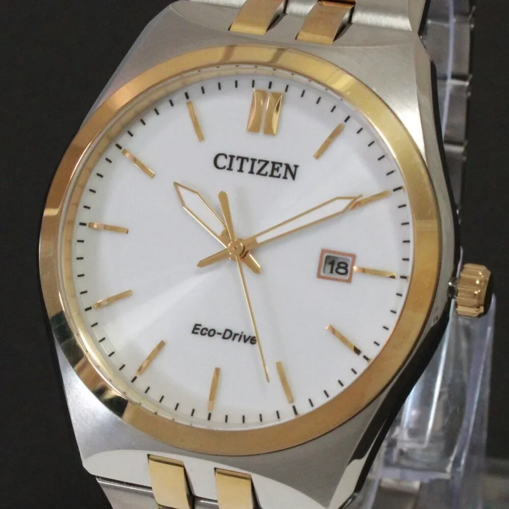 Citizen Men's Eco Drive Corso Integrated Bracelet Two Tone White Dial 40mm